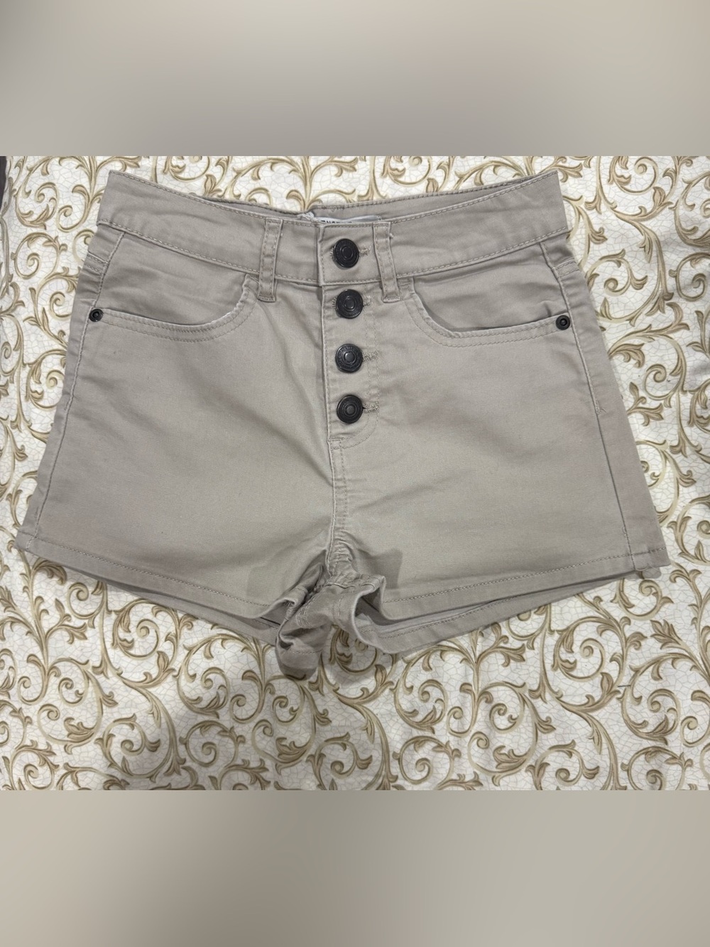 Bluenotes High-Waist Button-Front Shorts in Taupe